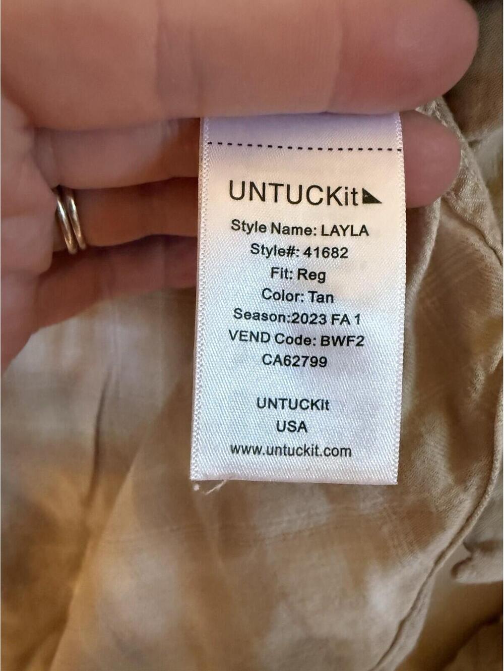 Untuckit For Her Brown Plaid Button Down Shirt Sz. 12 - Picture 4 of 6